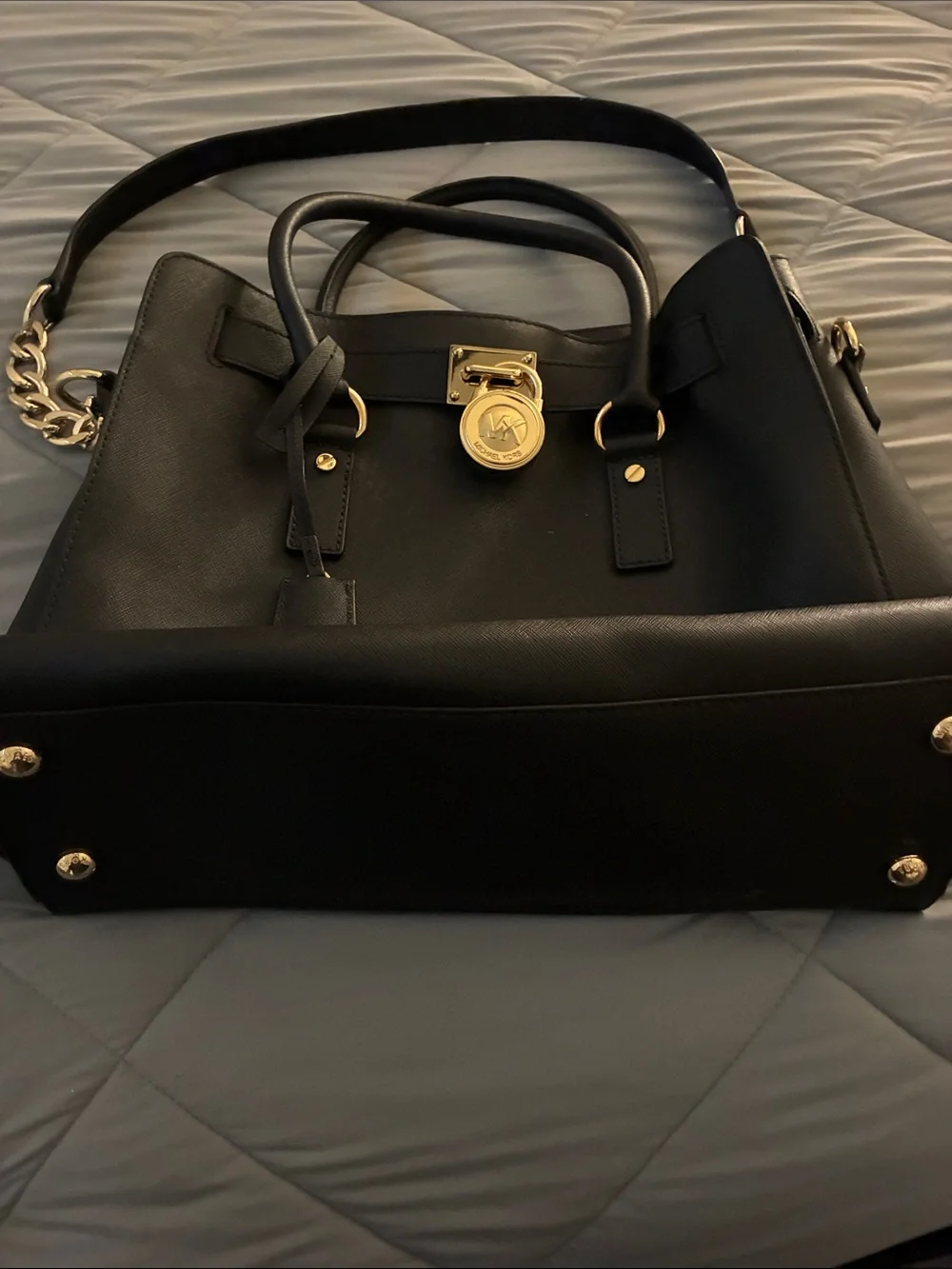 Michael Kors Black Satchel with Gold Hardware